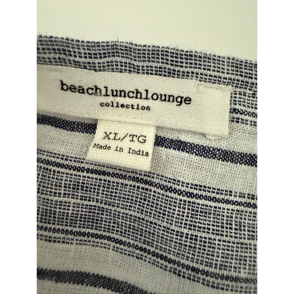 Beach Lunch Lounge Blue stripe Linen Cotton blend Romper Sz XL Coastal Nautical - Picture 5 of 13